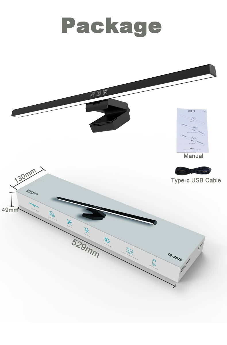 Monitor Light Bar – Stepless Dimming USB Desk Lamp