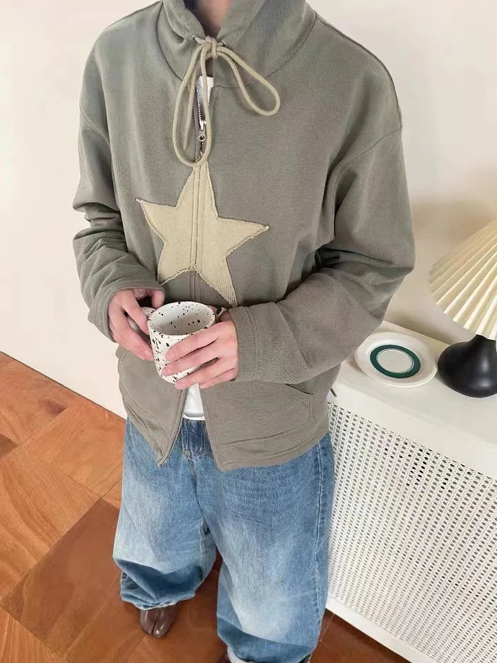 Men’s Y2K Star Print Relaxed Hoodie