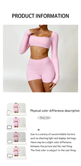 2-Piece Women's High-Waist Yoga Set – Seamless Long Sleeve Workout Suit