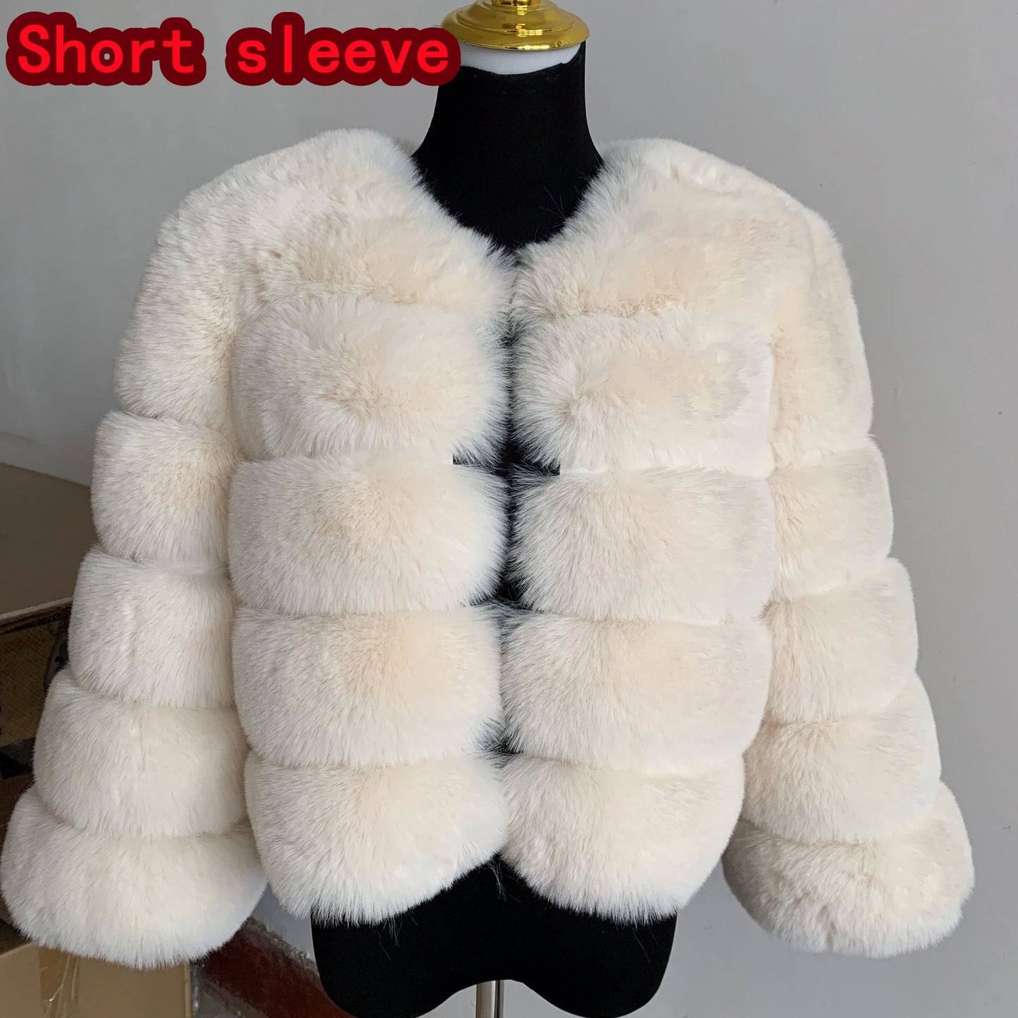 Elegant Winter Faux Fox Fur Crop Jacket