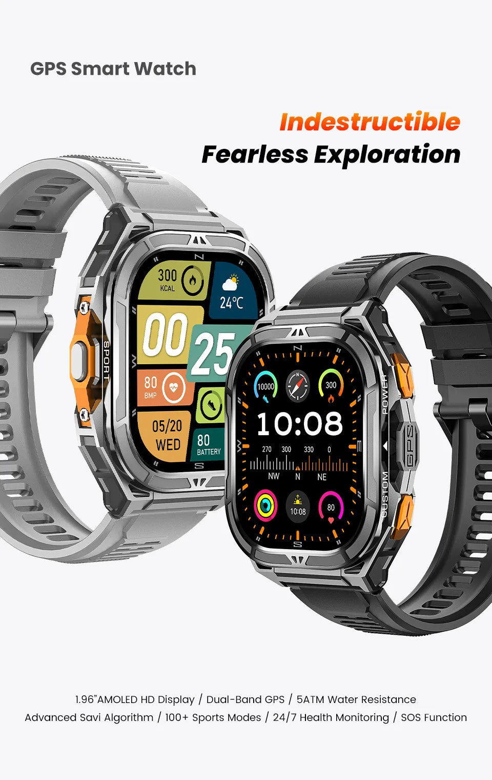 Elite AMOLED Smartwatch | Real GPS & 5 ATM Waterproof