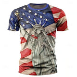 Men's USA Retro Flag & 3D Skull T-Shirt
