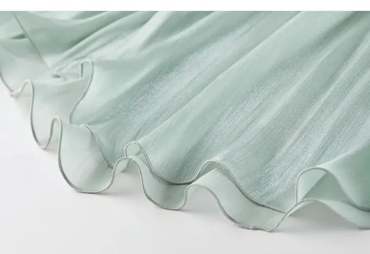 Sentubila Flowy A-Line Skirt – Iridescent Sheen