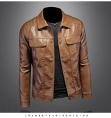 2024 Autumn and Winter New Men's Fashion Handsome with Solid Color Boutique Lapel Motorcycle Leather Coat Slim Fashion  M-5XL