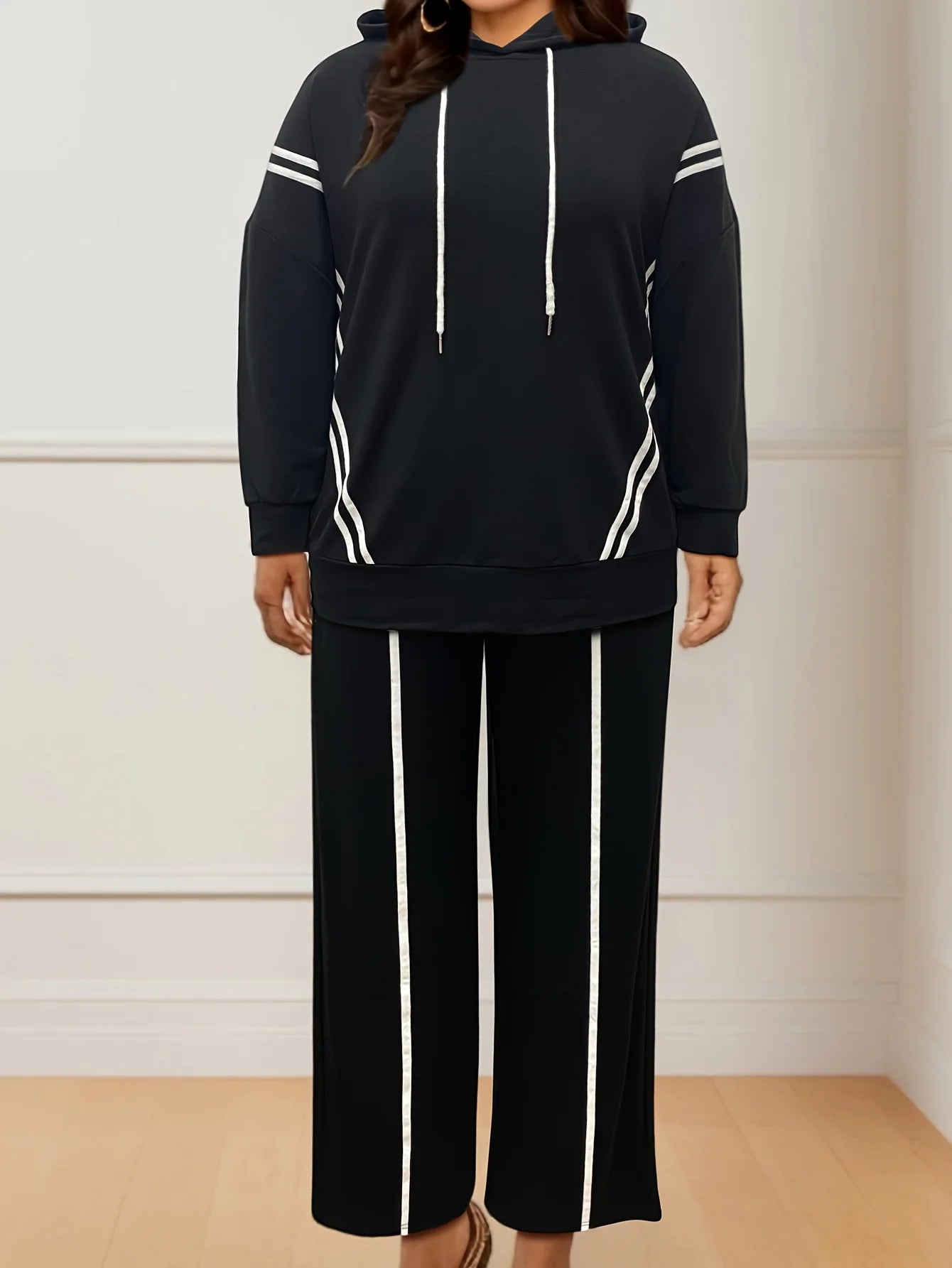 Two-Piece Striped Hooded Lounge Set