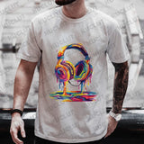 Men’s Hip Hop Melting Headset Graphic Oversized Tee