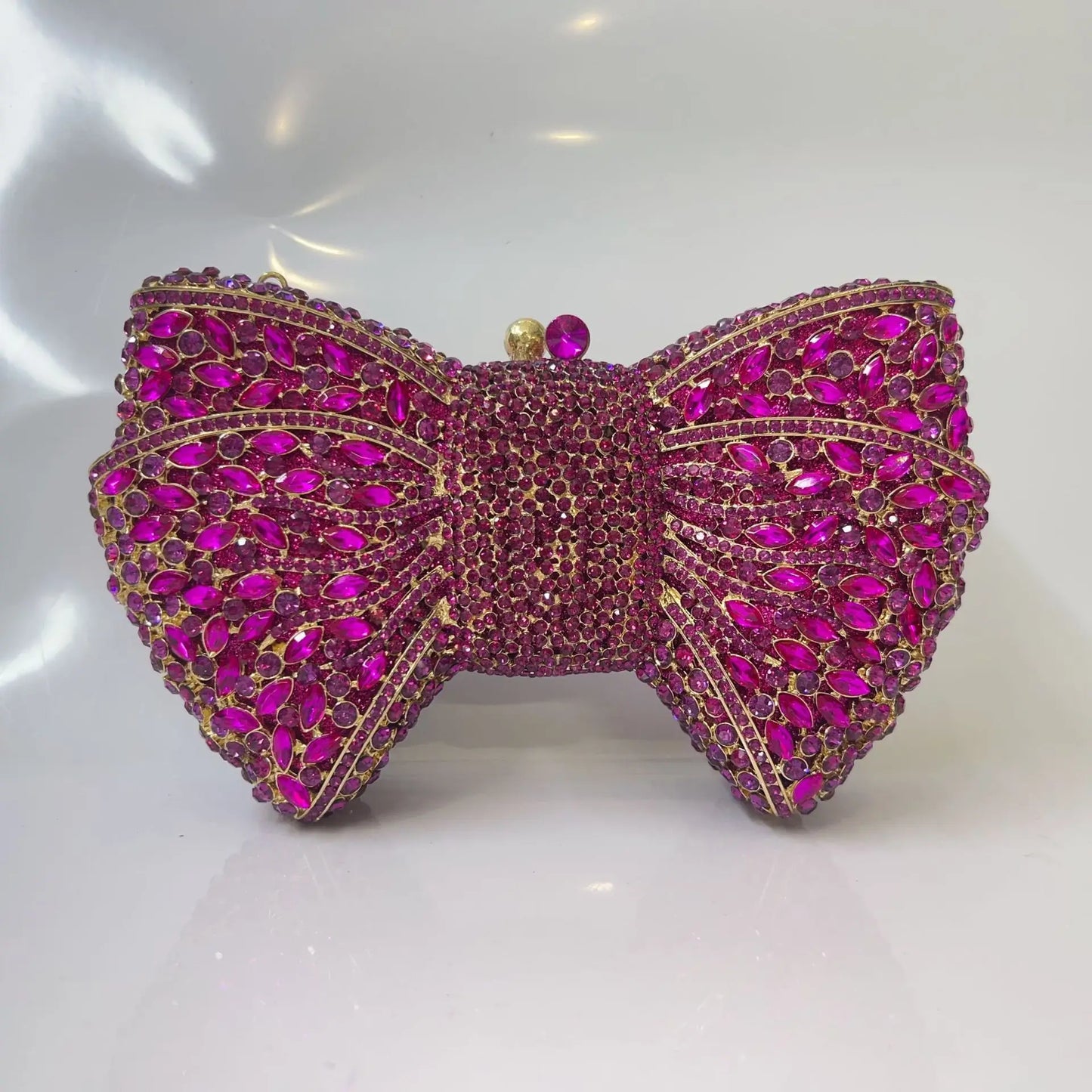 Elegant Rhinestone Bowtie Evening Bag Fashionable Luxurious Banquet Crystal Clutch Personalized Handbag Unique Diamond Party Bag