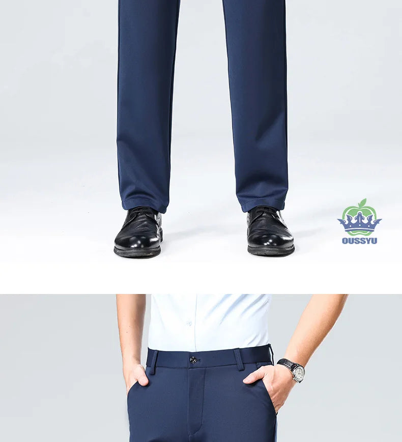 Men's Stretch Suit Pants — Slim Straight Business Formal Trousers