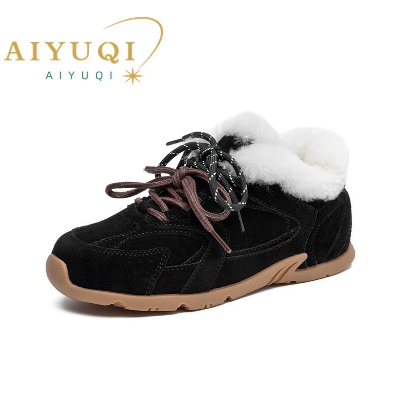 AIYUQI Women Winter Sneakers Genuine Leather 2026 New Non-slip German Training Shoes Women Large Size Flat Female Winter Shoes