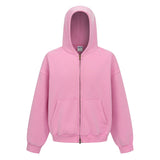New Autumn and Winter Cashmere Zip Up Jacket Streetwear Casual Oversized Acid Washed Wax Printed Hooded Fleece Zipper Hoodie