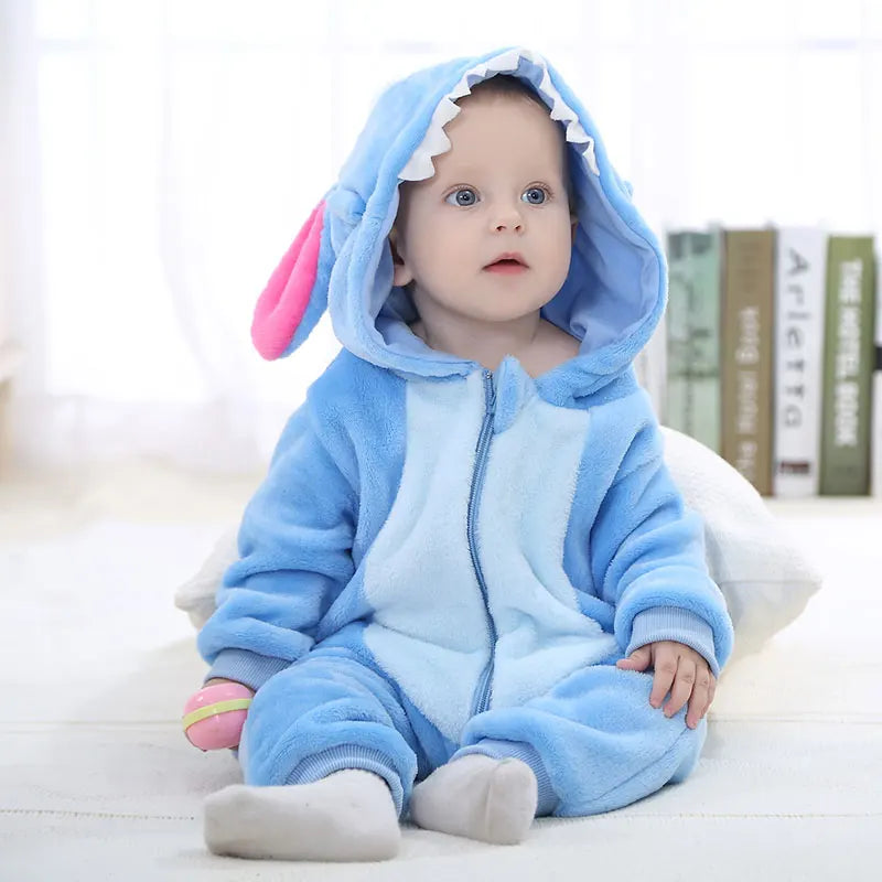 Animal Theme Flannel Baby Romper