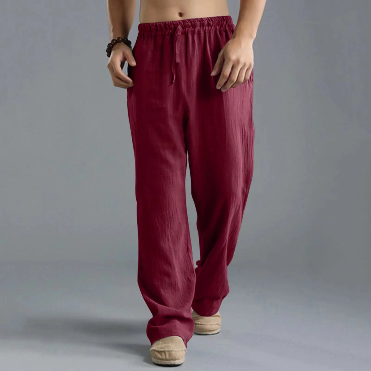 Men's Lightweight Cotton Elastic-Waist Pants