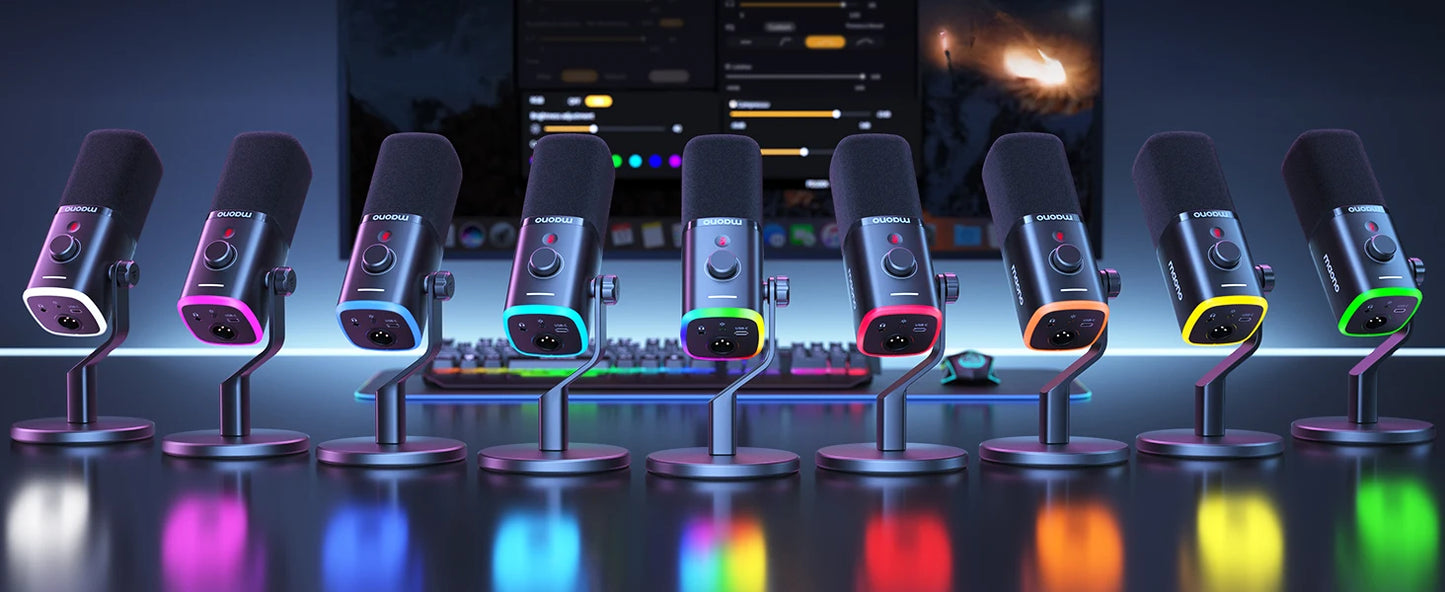 MAONO PD100X USB/XLR Dynamic Mic with RGB & Noise Reduction