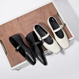AIYUQI Mary Jane Ballet Flats | Genuine Leather Square Toe