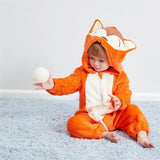 Animal Theme Flannel Baby Romper