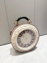 Vintage Clock-Style Circular Shoulder Bag