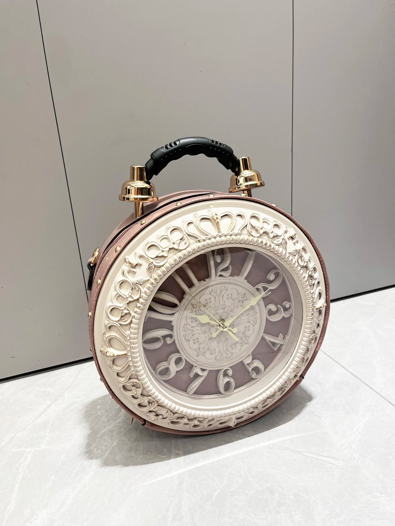 Vintage Clock-Style Circular Shoulder Bag