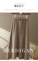 Wool A-Line Midi Skirt – Women's Knit Autumn Winter