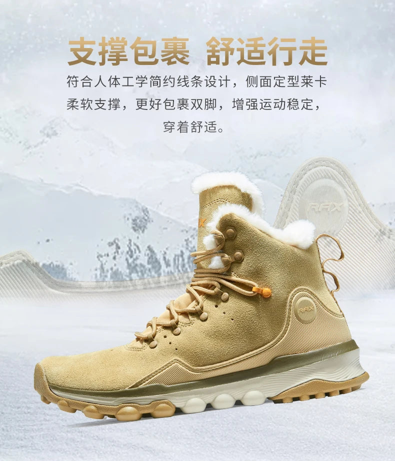 RAX Waterproof Hiking Shoes Men Winter Outdoor Sneakers for Men Snow Boots Plush Mountain Snowboots Outdoor Tourism Jogging Shoe