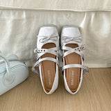 Butterfly Knot Ballet Flats – Elegant Square Toe Women's Flat Shoes