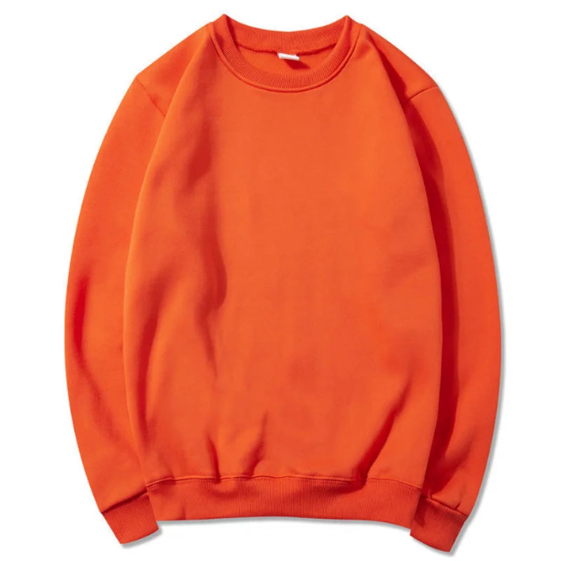 Korean Fashion Men's Round Neck Sweatshirts Autumn Long Sleeves Vacation Pullovers Tops Casual Popular Man Solid Sweat Shirts