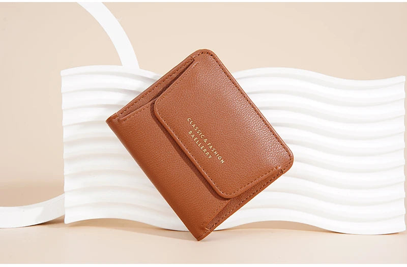 Fashionable Mini Women Wallet Name Engraving High-Quality Card Holder Simple Short Female Coin Purse Small Ladies Purse