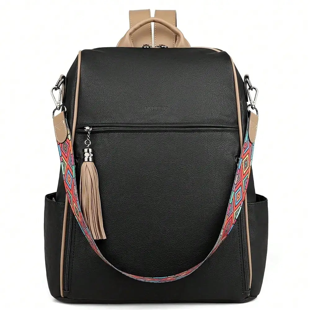 Women's Genuine Leather Laptop Backpack — 15.6" Retro Style