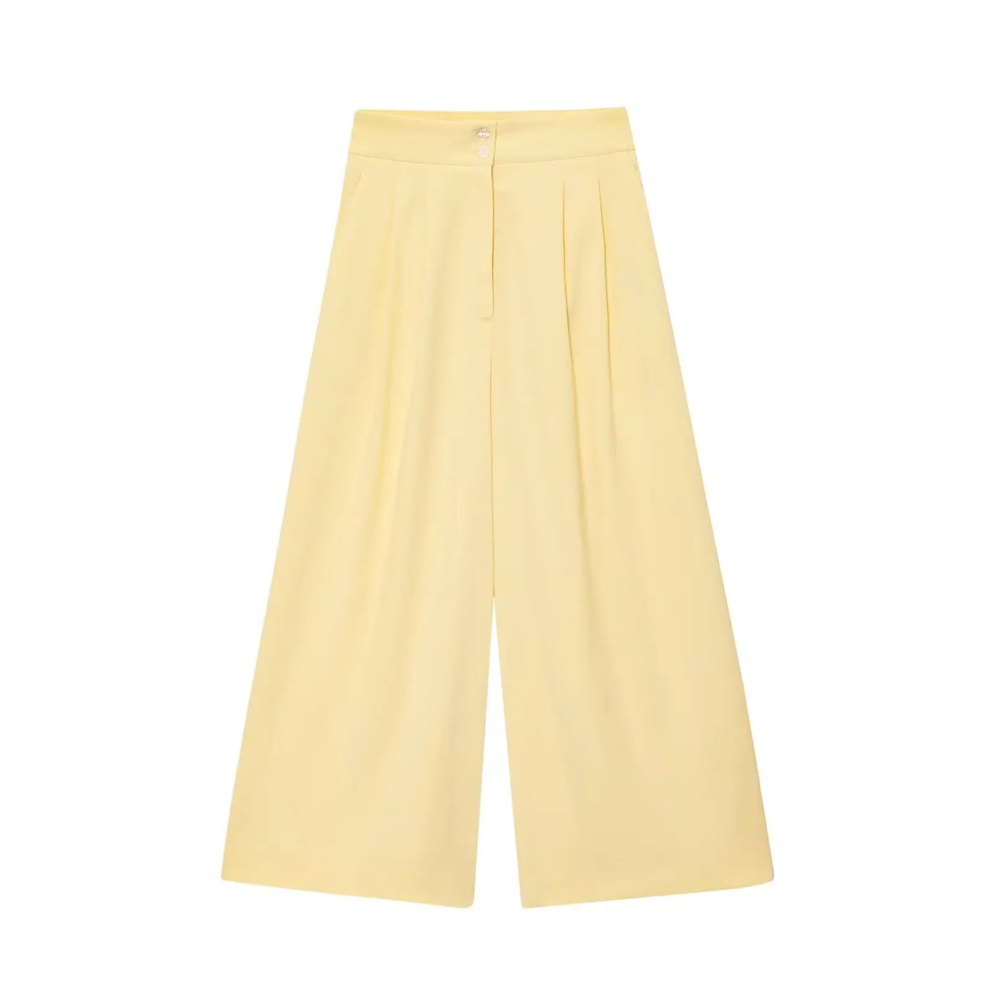2-Piece Sleeveless V-Neck Trouser Set with Belt – Summer Commuter Wide Leg Suit