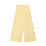 2-Piece Sleeveless V-Neck Trouser Set with Belt – Summer Commuter Wide Leg Suit