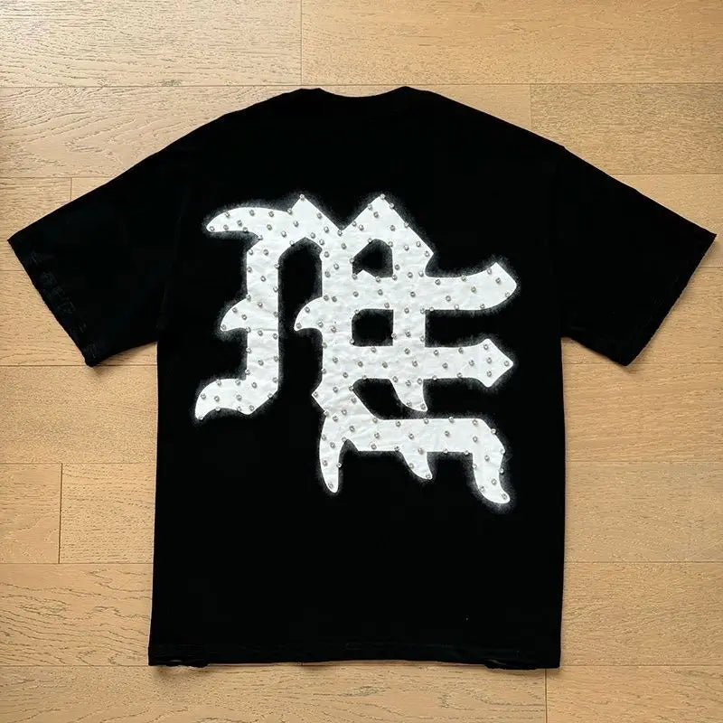 MIXED EMOTION Oversized Cotton Rhinestone T-Shirt