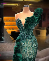 Luxury Beaded Mermaid Evening Gown with Glitter & Side Slit