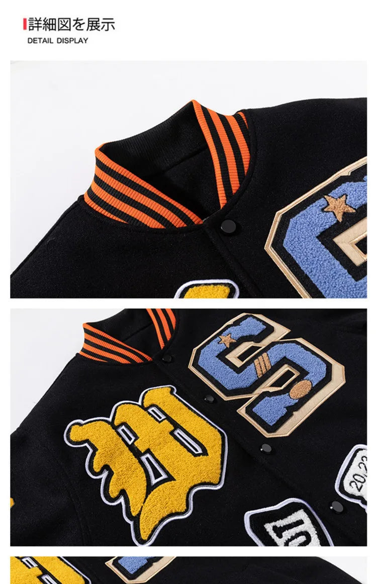 Retro Embroidery Varsity Jacket