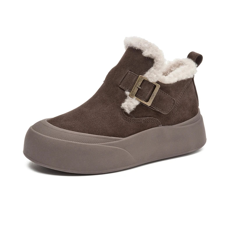 Snow Boots Women Winter Genuine Leather 2025 New Fleece Warm Thick Women's Booties Large Size  Women's Boots