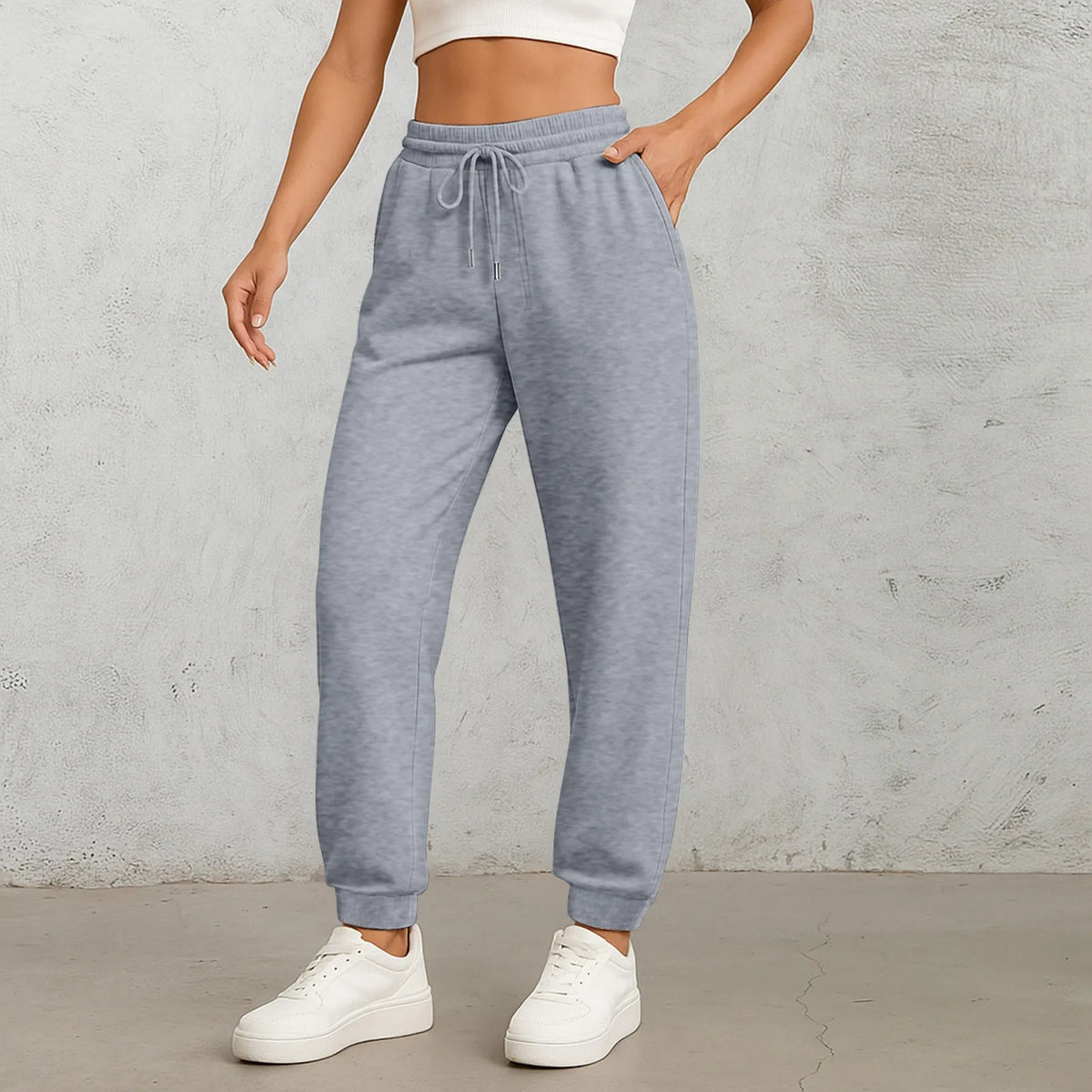 Women's High-Waist Drawstring Straight-Leg Pants