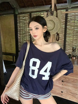 Vintage Print One-Shoulder Tee
