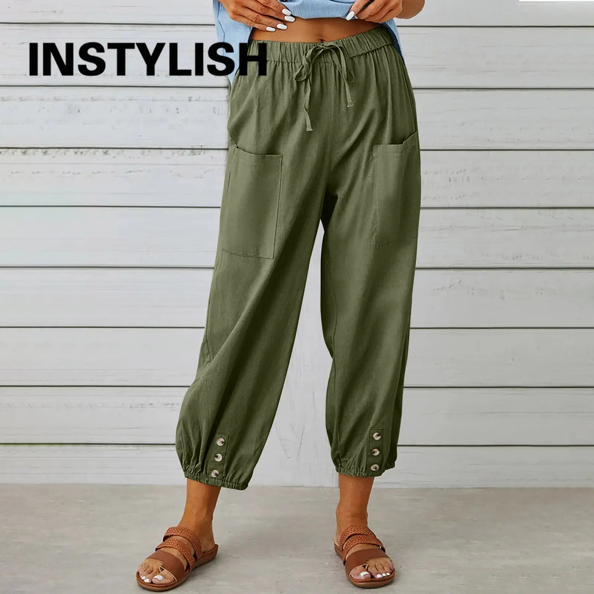 Women's High-Waist Cotton Linen Pants