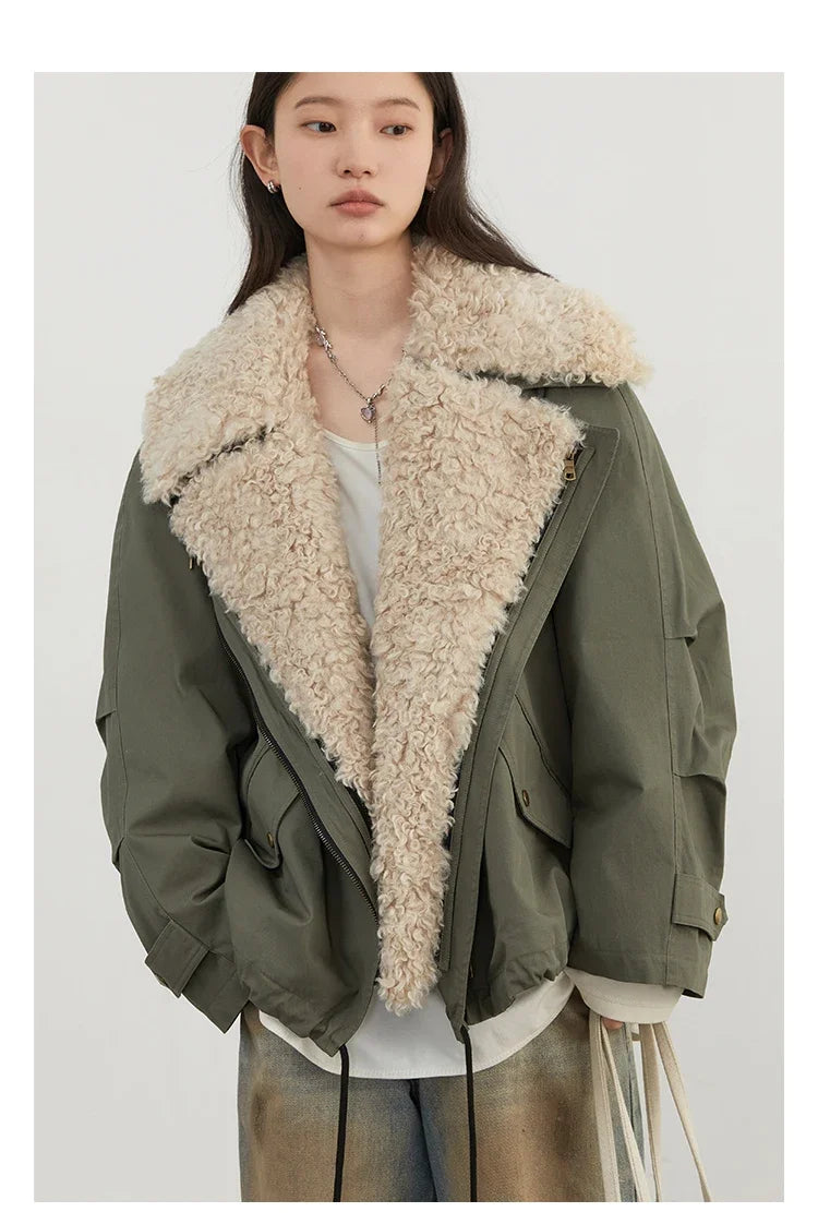 CHIC VEN Fashion Women Coats Loose Casual New Retro Motorcycle Cotton Jacket Thick Warm Female Overcoat Autumn Winter 2025