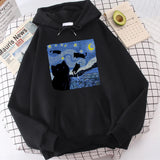 Starry Cat Night Fleece Hoodie
