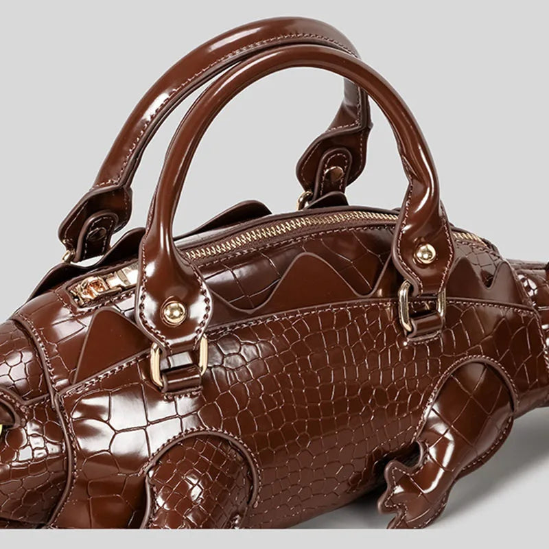 New Trendy Crocodile Shape Handbag for Women, Europe and America Fashion Tote Designer Female Casual Shoulder Crossbody Bag Ins