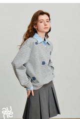 Women's Floral Embroidered Layered-Look Sweatshirt