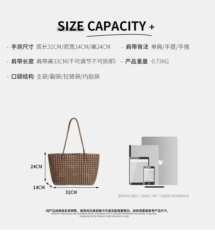 Nylon Bucket Bag Women Shoulder Strap Handbag Woven Tote Luxury Designer Medium Size