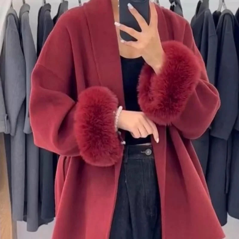 Women’s Casual Lapel Woolen Coat