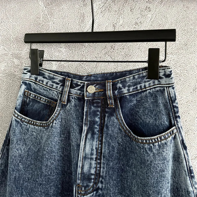 High-Waist Cotton Straight Jeans — Women's Slim Fit