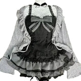Sweet Lolita Early Autumn Three Piece Set Lace up Ruffles Cardigan Sexy Slim Fit Strapless Vest Tops High Waist Ruched Skirts