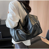 Large Capacity Solid Color Crossbody Shoulder Bag, Fashion Casual Versatile Shopper Tote Bag,Black/White Elegant Women Handbag