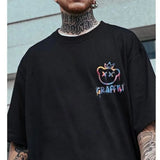 New men's summer colorful teddy bear letter print comfortable and breathable round neck T-shirt outdoor street top