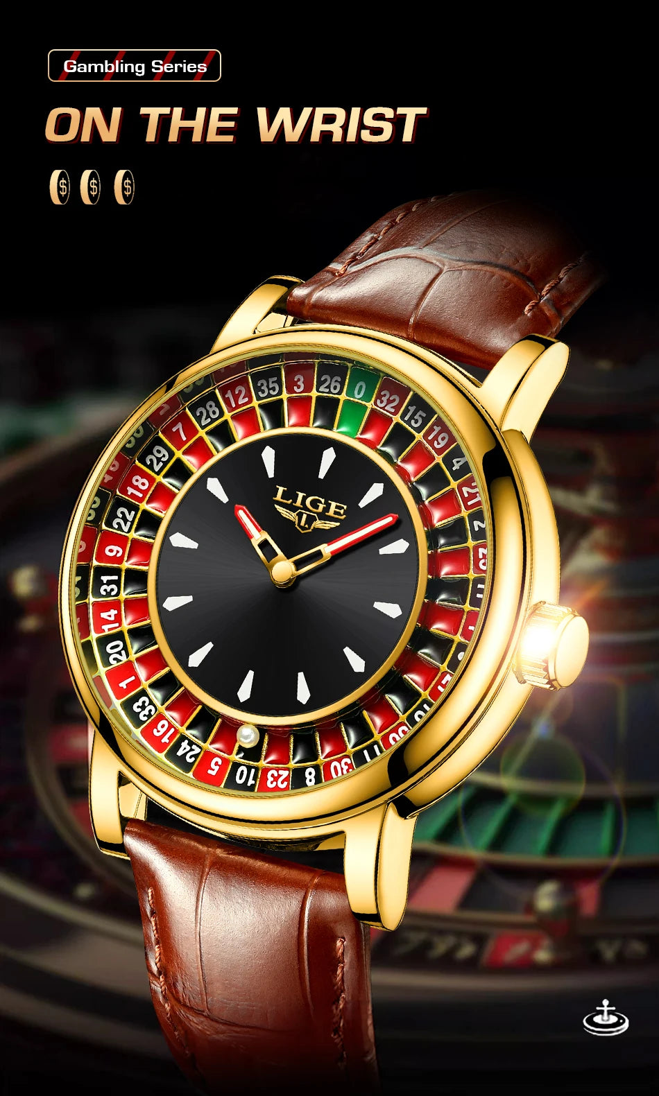 LIGE Men's Rotating Dial Quartz Watch — Luminous, Waterproof, Creative Design