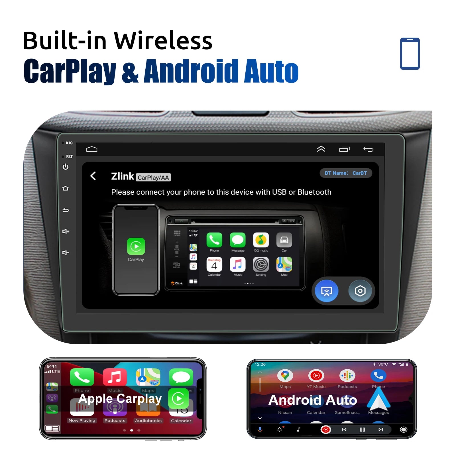 ESSGOO 7"/9"/10" Double Din Car Stereo | Android 14 | CarPlay & Auto