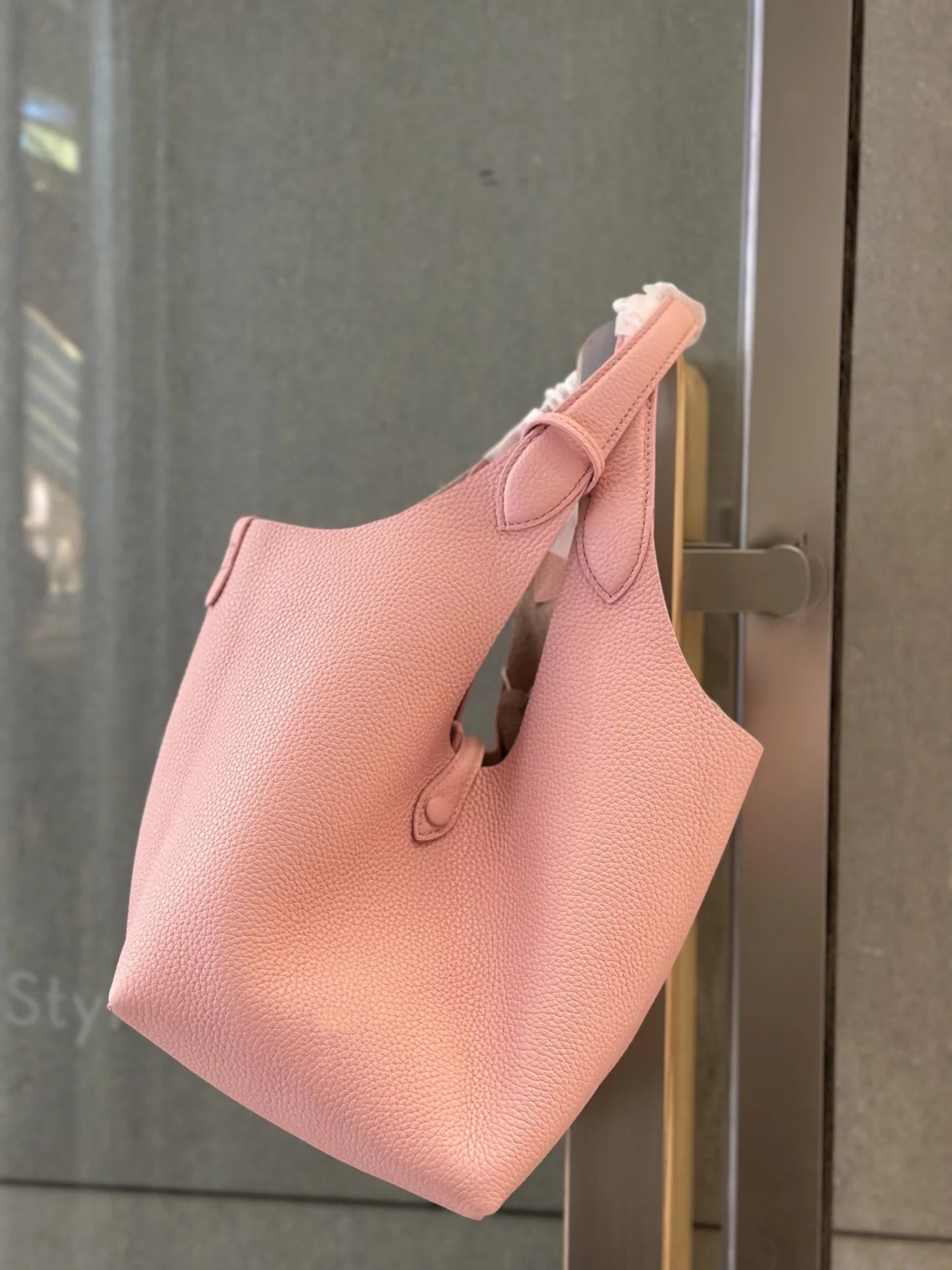 FIRMRANCH European And American Trend Cute Hand-Held Basket Ladies' Bucket Single Shoulder Cross-Body Bag Genuine Leather Purse