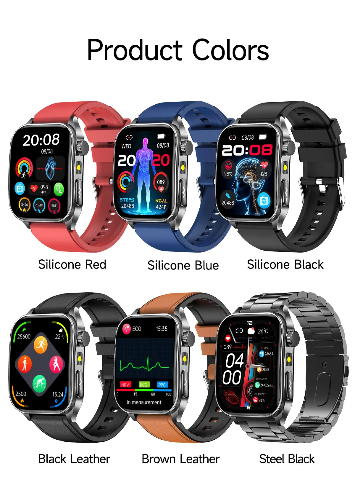 2026Hot AI-GPT Diagosis ECG Health SmartWatch Blood Pressure Lipid Uric Acid 650nm Dual-Probelaser Heart Analysis Smart bracelet